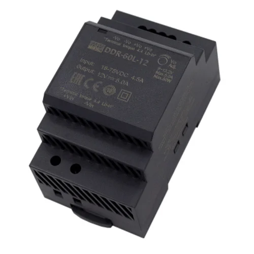 DDR-60L-12, DC/DC преобразователь, 60Вт, вход 18-75В,выход 12В/5А Mean Well DDR-60L-12, DC/DC преобразователь, 60Вт, вход 18-75В,выход 12В/5А Mean Well
